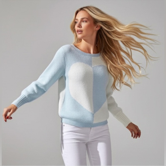 Blue and White Heart Sweater - Picture 2 of 6